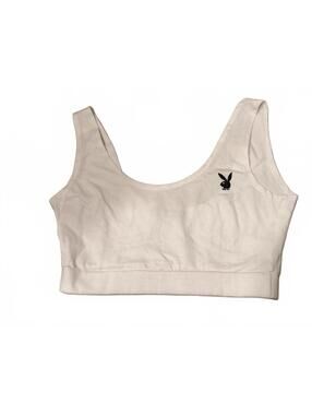 Playboy White Scoop Neck Crop Tank – Size S/M